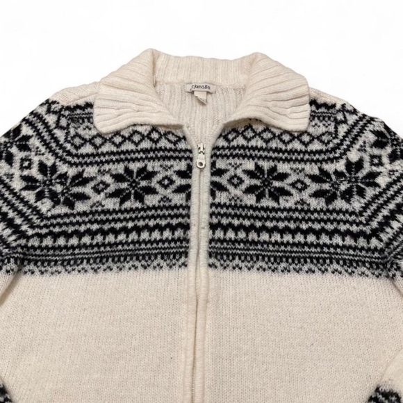 Vintage St. John's Bay Fair Isle Zip Up Sweater, Black & White, Fall, Women’s XL - Picture 3 of 8